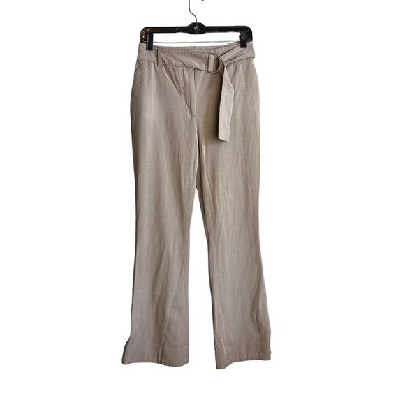 ACNE STUDIOS Womens Pants Size 36 US 4 Tailored Trousers Beige Flared Leg Belt - Picture 1 of 8